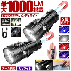 2個セット 懐中電灯 充電式 小型 ブラックライト ハンディライト 作業灯 UVライト 紫外線ライト led ライト キャップライト ズーム COB クリップ 最強 ハンディ 磁石 マグネット アニサキス USB TYPE-C フラッシュライト  作業 防水