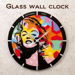 時計　掛け時計　壁掛時計　掛時計　クロック　アンティーク調 　ガラスウォールクロック　ショッキングモンロー　アメリカン雑貨