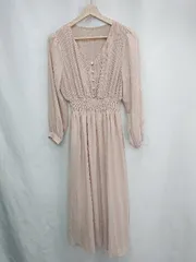 ◇ Θ natural couture　ナチュラルクチュール 長袖 ロング丈 ワンピース サイズF ピンク系 レディース E  【1502200002598】