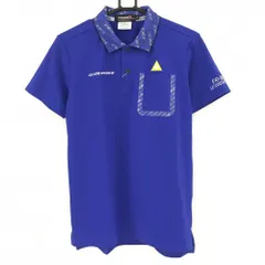 【新品】ルコックゴルフ 半袖ポロシャツ パープルネイビー 襟総柄 胸ポケット メンズ M ゴルフウェア le coq sportif