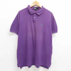 XL/古着 ラルフローレン 半袖 ブランド ポロ シャツ メンズ 90s ワンポイントロゴ 鹿の子 大きいサイズ コットン 紫 パープル 24jun14 中古