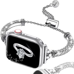 【特売】互換性があります コンパチブルApple Watch バンド 46mm 49mm 45mm 44mm 42mm きらきら 超スリム ダイヤモンドラインストーン お洒落 女性向け ジュエリー 調整工具不要 ステンレス製 プレゼント アップルウォッチ Se