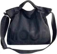 S.T.S.G ショルダーバッグ キャンバス レディース 大きめ 斜め掛け 大人 韓国 可愛い 軽量 肩掛け 大容量 通勤 通学 A4(ブラック)