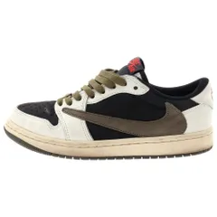NIKE (ナイキ) ×TRAVIS SCOTT WMNS AIR JORDAN 1 LOW OG Medium Olive トラヴィススコット ウィメンズ エアジョーダン1 ローカットスニーカー DZ4137-106 US8.5/25.5cm