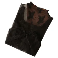 ☆ ブラック ☆ レーストップス シアーハイネックトップス レディース ブラウス 長袖 おしゃれ カットソー ハイネック シアー 立ち襟 シースルー レース 透け感 可愛い 大人 かわいい シンプル 上品 きれいめ きちんと 女性 女子 トップス