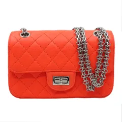 【栄】シャネル 2.55 ショルダーバッグ 29番台 2019年頃 チェーンショルダー カーフレザー オレンジ系 シルバー金具