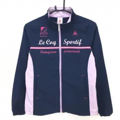 【美品】ルコック ジャケットブルゾン ネイビー×ライトパープル ロゴプリント  レディース S ゴルフウェア le coq sportif