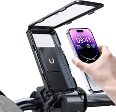 Vicosey 自転車 スマホ ホルダー スタンド 防水スマホホルダー 雨季対応 オートバイ 自転車用 360度回転 防振 簡単取付 iPhone2024 iPhone16 16Plus 16pro 15/14/13 max androidのサムネイル