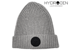 ヨーロッパ直輸入 100%本物保証PerLei ペルレイ HYDROGEN ハイドロゲン ビーニーキャップ 273200 399 MIDIUM GREY スカル 絵柄 ワッペン付き ミディアムグレー カシミア ニットキャップ ニット帽子