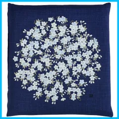 【数量限定】和モダン ファスナー 両面プリント 和室 約55×59cm 銘仙判 和テイスト ネイビー 「花丸」 座布団カバー 洗える 綿100％ 日本製 Z603-72 Night) メリーナイト(Merry