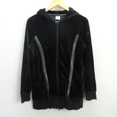 G■ナイキ/NIKE フルジップパーカー/ベロア【L】黒/LADIES/15【中古】■