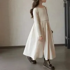 薄手長袖ワンピース　ドレス　上品　おしゃれ　トップス　キッズ　柔らか　プレゼント　120 130 140