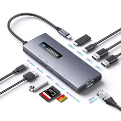 USB-C ハブ 10in1 LUONOACN HDMI 4K60Hz USB A&C 5Gbpsデータ転送ポート増設 PD充電対応 1Gbpsイーサネットポート Micro SD/SDカードリーダー付き タイプc hub (グレー) 1