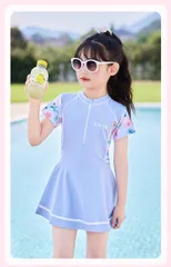 キッズ 水着 女の子 ワンピース ワンピース水着 幼稚園 保育園 小学校 水泳教室 水着 子供 ハイネックショートパンツ スイミング プール 海 花柄 フリル チュール 100 110 120 130?水遊び 体型カバー 動きやすい 4p3u397