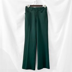 美品 70年代 70s ヴィンテージ フレアパンツ フレアスラックス スラックス ブーツカット TALON ロケットTALON タロンジッパー タロンジップ ヒッピー 古着 緑 グリーン