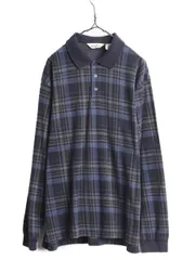 【お得なクーポン配布中!】 90s エディーバウアー チェック 長袖 ポロシャツ メンズ L / 古着 90年代 オールド Eddie Bauer 長袖シャツ コットン 白タグ マルチカラー