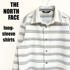 ザノースフェイス THE NORTH FACE 長袖シャツ ロングスリーブ 刺繍 ボーダー柄 メンズ US規格 Mサイズ