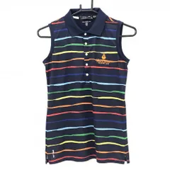 【美品】RLXラルフローレン ノースリーブポロシャツ ネイビー×マルチカラー  レディース XS ゴルフウェア Ralph Lauren