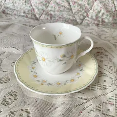 80-90s NIKKO マーガレット 淡イエロー カップ＆ソーサーセット 昭和レトロヴィンテージ食器