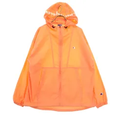 Champion チャンピオン 長袖 ナイロンジャケット L オレンジ系 フーディー レディース 古着