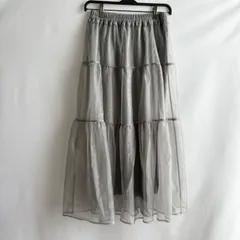 ４makesティアードスカート　グレー　L　ロング　シンプル　かわいい　チュール