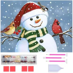 【特価商品】ダイヤモンドアート Rinimie ダイヤモンドアート キット 雪だるま ダイアモンドビーズ絵画キット 5Dモザイクアート DIY 手作り絵画手芸キット ダイヤモンド塗装 全面貼り付けタイプ 芸術品 家用装飾 30x40cm（雪だるま2）