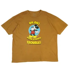 男女兼用Tシャツ【クリックポスト対応可】DISNEY MICKEY PRINT UH,OH TEEディズニー ミッキー プリントＴシャツBROWN(ブラウン)男女兼用 茶 TSHIRTS アニメ ANIMEロゴ キャラ 映画 カルチャー