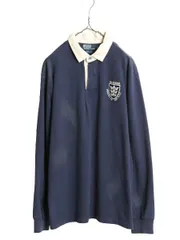 【お得なクーポン配布中!】 00s ポロ ラルフローレン 長袖 ラガー シャツ メンズ XL 古着 00年代 オールド ラグビーシャツ コットン ヘビーウェイト 大きいサイズ 紺