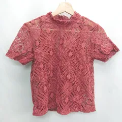 ◇ ⊂ ZARA ザラ 総柄 半袖 カットソー サイズM レッド系 レディース E  【1502030028713】