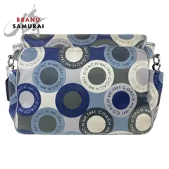 美品 COACH コーチ スナップヘッド ブルー マルチカラー シルバー金具  