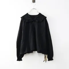 未使用 ニコアンド niko and フリル襟ドロストブラウス F/ブラック シャツ ピンタック 長袖 レース コットン 薄手【2400014454413】