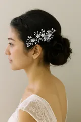 ●飾りヘアコーム ⑥ ヘアアクセ  パール ビーズ  石付き  フラワー モチーフ かわいい おしゃれ アレンジ