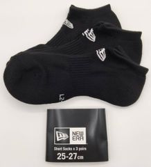 NEWERA(ニューエラ) メンズソックス くるぶしソックス ブラック 3足セット 男性用靴下