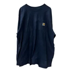 Carhartt 長袖 ロゴTシャツ XL ネイビー カーハート コットン100% ロンT 胸ポケット シンプル カットソー トップス 秋物 a709-6734