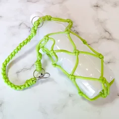 パラコード ボトルホルダー ドリンクホルダー ペットボトル ホルダー バンドメイド 推しカラー   500ml  蛍光 グリーン  緑