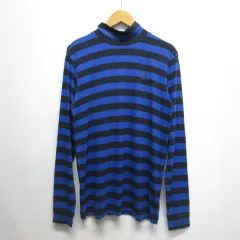 パーリーゲイツ PEARLY GATES ゴルフウェア ボーダー柄 長袖 ハイネック シャツ 5 ブルー×黒 カットソー 日本製 正規品