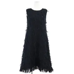 CHANEL シャネル ワンピース 09A P36107 モヘア フリンジ ノースリーブ シグネチャー ロゴ COCOマーク スター 星 リース モチーフ チャーム プルオーバー Aライン ドレス レディース サイズ 38 ダークネイビー フランス製のサムネイル