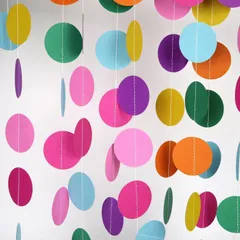 Color:rainbow circle 2個 ペーパー ガーランド カラフル 虹色 約8m / バースデー ウェディング 二次会 パーティー イベント 飾りつけ 装飾 デコレーション インテリア バースデー ウェディング 結婚式の飾り付け 幼稚園 保育園のデ