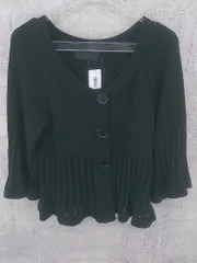 ◇ UNTITLED アンタイトル コットン ニット 七分袖 カーディガン ブラック レディース 1002800920884