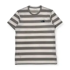 THE NORTH FACE ザノースフェイス ボーダー 半袖 Tシャツ/グレー×ホワイト メンズ