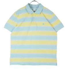 ブルックスブラザーズBrooks Brothers半袖ポロシャツゴールデンフリースロゴ刺?ボーダー水色ライトブルー黄色イエローパステルカラーSLIMFITスリムフィットvintageヴィンテージ40129
