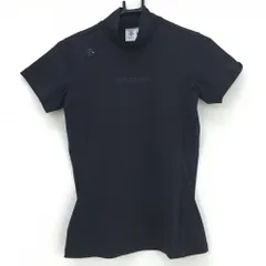 ★値下げ★【超美品】デサントゴルフ 半袖ハイネックシャツ ネイビー フロントロゴ 中田英寿 レディース M ゴルフウェア 2023年モデル DESCENTE