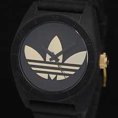 訳ありレア☆adidas クォーツシリコンバンド腕時計 黒/黄/紫 - メルカリ
