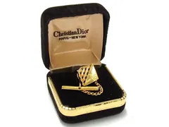 ■美品■ ChristianDior クリスチャンディオール タイピン ピンブローチ ピンバッチ アクセサリー 紳士 メンズ ゴールド系 DH4704