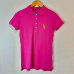 RALPH LAUREN SPORT ラルフローレンスポーツ ポロシャツ 半袖 ワンポイントロゴ ロゴ刺繍 スキニーポロ ショッキングピンク Sサイズ レディース 古着 カジュアル