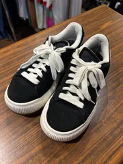 プーマ  PUMA  スウェード  スニーカー  レディース  厚底 ブラック  黒  24cm A-166