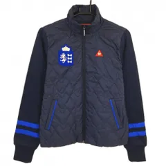 【美品】ルコック 切替中綿ジャケット ネイビー×ブルー 身頃キルティング 袖2ライン レディース M ゴルフウェア le coq sportif
