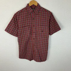 90s Polo by Ralph Lauren ポロバイラルフローレン 半袖チェックシャツ 総柄 レッド 160サイズ メンズ 古着 アメカジ