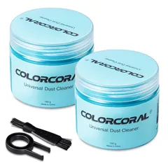 COLORCORAL スライム型クリーナー 隙間のお掃除用粘着クリーナー 手にべたつかず 繰り返し使える 掃除用スライム キーボード PC 車内など簡単お掃除 2缶セット 藍 0