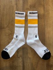 CHROME HEARTS クロムハーツ Socks ソックス 靴下 ライン ボーダー 白 ホワイト イエロー グレー Mサイズ 新品未使用
